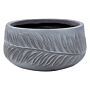 Outdoor Plant Pot Clay Fibre Grey 25 X 25 X 14 Cm Planter Round Uc Resistant Leaf Motif