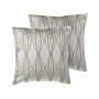 Set Of 2 Decorative Cushions Grey Jacquard Diamond Pattern Geometric 45 X 45 Cm