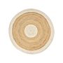 Area Rug Beige And White Jute Ø 140 Cm Round Handwoven