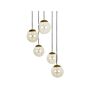 Pendant Lamp Gold Smoked Glass Transparent Shades Metal Steel 5 Light Black Base