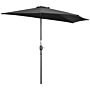 Outsunny 2.7m Balcony Half Parasol 5 Steel Ribs Construction Garden Outdoor Umbrella Black