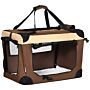 Pawhut 60cm Pet Carrier, Foldable Dog Bag, Portable Cat Carrier, Pet Travel Bag With Cushion For Miniature Dogs, Brown