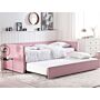 Trundle Bed Frame Pink Corduroy Upholstery Eu Single Size 3ft Slatted Frame Nailhead Trim