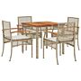 Vidaxl 5 Piece Garden Dining Set With Cushions Beige Poly Rattan