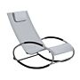 Rocking Sun Lounger Grey Steel Runners Garden Rocking Chair With Head Cushion