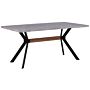 Dining Table Concrete Effect 160 X 90 Cm Black Metal Legs