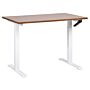 Manually Adjustable Desk Dark Wood Tabletop White Steel Frame 120 X 72 Cm Sit And Stand Square Feet Modern Design Office