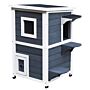 Pawhut Solid Wood 2-floor Cat Condo Kitten Shelter With Window