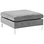 Ottoman Grey Velvet Top-pillow Seat Silver Metal Legs