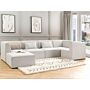 Modular Left Corner 5 Seater Sofa Off White Corduroy With Ottoman 5 Seater Sectional Sofa