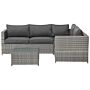 Garden Corner Sofa Set Grey Rattan With Cushions Square Table Outdoor Wicker Conversation Set