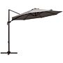 Outsunny 3m Roma Umbrella Sun Shade Cantilever Hanging Parasol W/ Cross Base Hand Crank Aluminium Frame 360°rotation - Grey