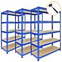 3 X Q-rax Blue Metal Racking Units 90 X 50 X 180cm