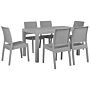 Garden Dining Set Light Grey Rectangular Table 140 X 80 Cm 6 Stackable Chairs 6 Seater