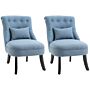 Homcom Fabric Single Sofa Dining Chair Tub Chair Upholstered W/ Pillow Solid Wood Leg Home Living Room Furniture Set Of 2 Blue