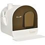 Pawhut Hooded Cat Litter Box, Kitten Litter Tray, With Lid, Scoop, Filter, Flap Door