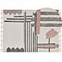 Area Rug Beige And Black Cotton 160 X 230 Cm Scandinavian Pattern Handwoven Fringe Rectangular