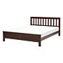 Bed Frame Dark Wood Pine Wood Eu Double Size 4ft6 Slatted Base