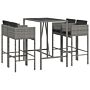 Vidaxl 5 Piece Garden Bar Set With Cushions Grey Poly Rattan