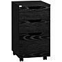 Homcom 3-drawer File Cabinet Under Desk Office Storage Cabinet A4/letter/binders Movable W/ Slide Wheels Black Oak Color