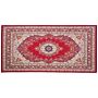 Area Rug Carpet Red Multicolour Polyester Fabric Floral Oriental Pattern Rubber Coated Bottom 80 X 150 Cm