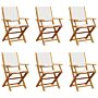 Vidaxl Folding Garden Chairs 6 Pcs Cream White Fabric And Solid Wood