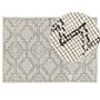 Area Rug Beige And Black Wool 140 X 200 Cm Hand Tufted Geometric Pattern