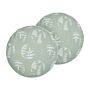 Set Of 2 Garden Cushions Green Polyester ⌀ 40 Cm Round Leaf Pattern Motif Modern Design Throw Scatter Pillow