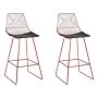 Set Of 2 Dining Chairs Rose Gold Metal Steel With Faux Leather Seat Pad