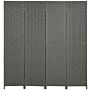 Homcom 4-panel Room Dividers, Wave Fibre Freestanding Folding Privacy Screen Panels, Partition Wall Divider 170 Cm, Grey