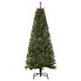 Homcom Pencil Artificial Christmas Tree With Realistic Branches, Red Berries, Auto Open, Green