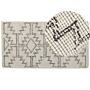 Area Rug Beige And Black Wool 80 X 150 Cm Hand Tufted Geometric Pattern