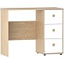 Junior Vida Neptune 3 Drawer Desk, White & Oak