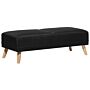 Ottoman Black Fabric Upholstered Rectangular Solid Wood Legs Minimalistic Modern Beliani