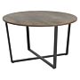 Coffee Table Dark Wood With Black Mdf Top Metal Legs 80 Cm Industrial Round