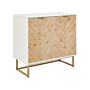 Sideboard White And Light Wood Mdf Wood Veneer 2 Door With Shelves Scandinavian Bedroom Storage Solution