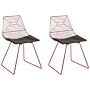 Set Of 2 Dining Chairs Rose Gold Metal Steel With Faux Leather Seat Pad