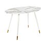 Dining Table Marble Effect And White Mdf And Metal Legs 120 X 70 Cm Glossy Finish Oval