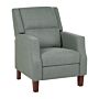 Recliner Chair Green Fabric Upholstery Push-back Manually Adjustable Back And Footrest Retro Design Armchair