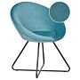 Accent Chair Blue Upholstery Velvet Round Seat