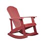 Garden Rocking Chair Red Plastic Wood Slatted Design