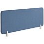 Desk Screen Blue Pet Acoustic Board Fabric Upholstered 160 X 40 Cm