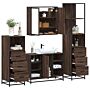 Vidaxl 4 Piece Bathroom Furniture Set Brown Oak Engineered Wood