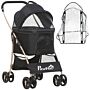 Pawhut Detachable Pet Stroller With Rain Cover, 3 In 1 Cat Dog Pushchair, Foldable Carrying Bag W/ Universal Wheels, Brake, Canopy, Basket