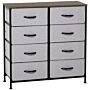 Homcom Chest Of Drawers, Fabric Storage Drawers, Industrial Bedroom Dresser W/8 Fabric Drawers, Steel Frame, Wooden Top For Nursery, Living Room Grey