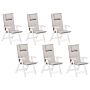 Set Of 6 Garden Chair Cushion Taupe Polyester Seat Backrest Pad Modern Design Outdoor Pad