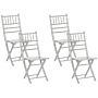 Set Of 4 Folding Chairs Silver Beechwood Dining Room Chairs Contemporary Style