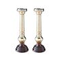 Set Of 2 Candle Holders Golden Glass Iridescent Effect 40 Cm Candle Sticks Classic