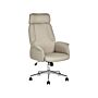 Office Chair Beige Fabric Swivel Adjustable Height Flared Arms Castors