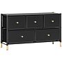 Homcom Chest Of Drawers, 5 Drawer Fabric Dresser With Pu Leather Surface, Steel Frame, Storage Organizer Unit For Bedroom, Living Room, Hallway, Closet, Easy To Assemble, Black